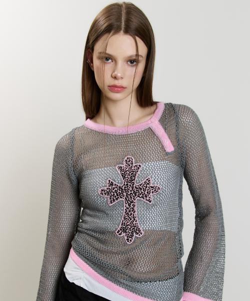 SM CROSS MESH KNIT(GRAY)