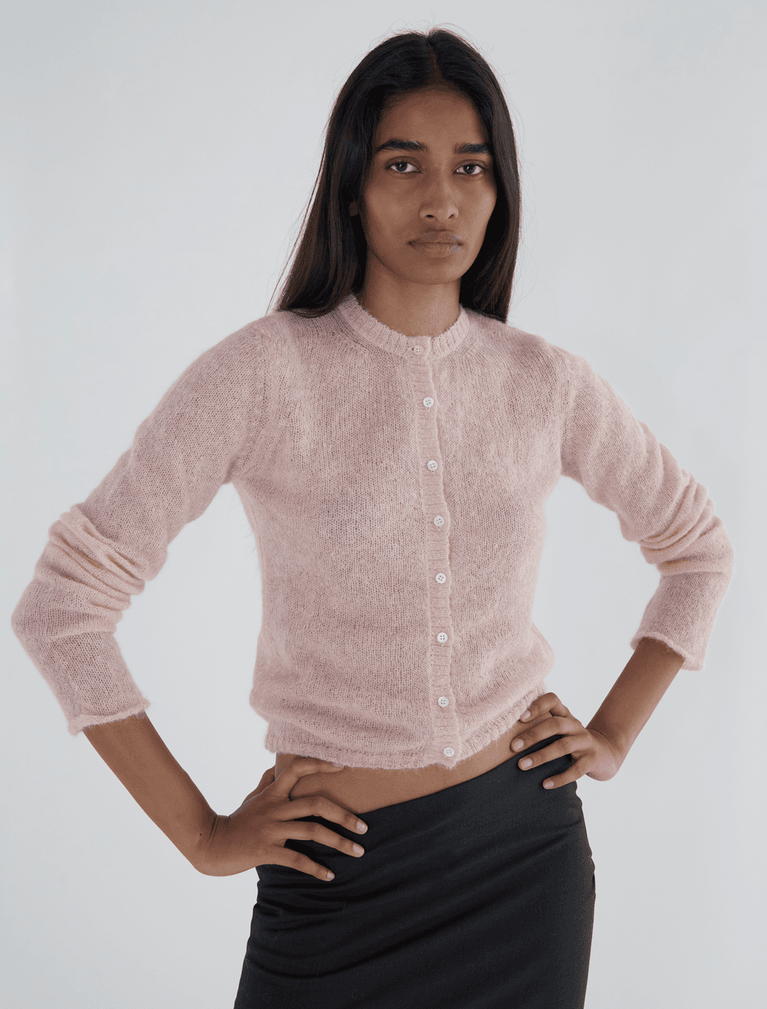 TANTAL-Round neck pink cardigan