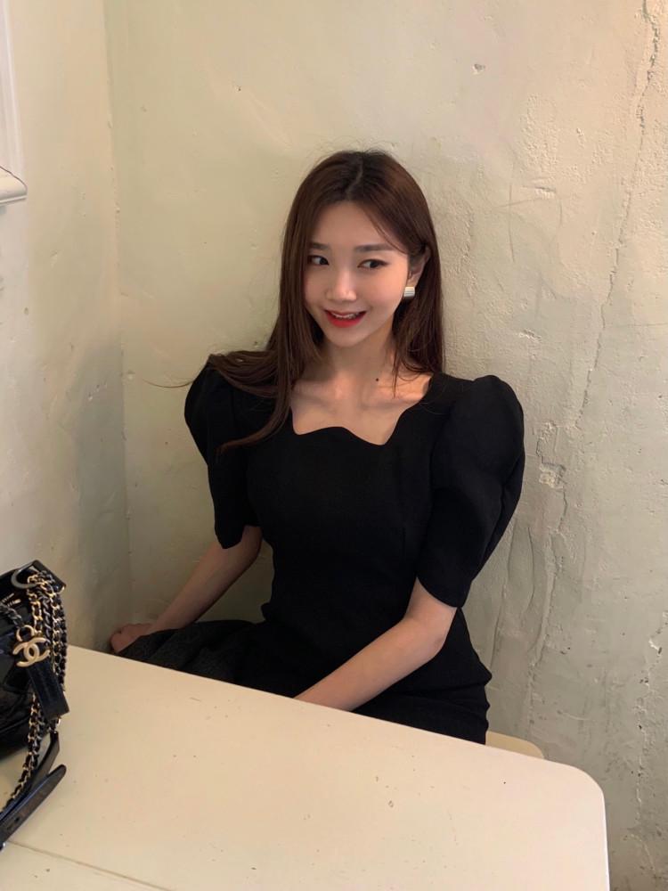 블랙 렉토 물결원피스_하객원피스,파티룩