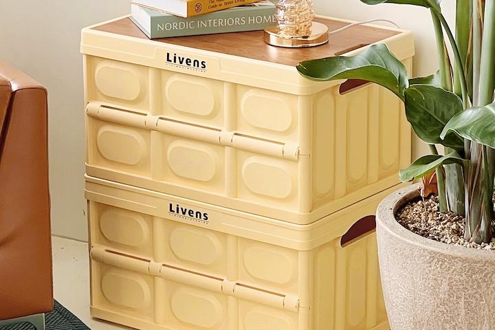 [오늘의딜] 버터컬러 출시! 1+1 접이식 멀티 리빙수납 캠핑 폴딩박스+우드상판(별도구매)