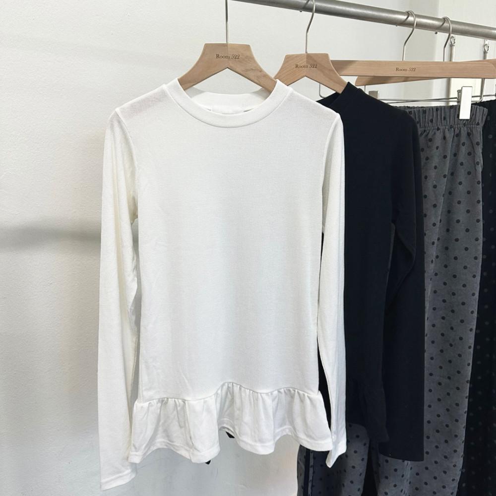 프릴레이어드롱슬리브 슬림핏이너긴팔티 레이온기본무지라운드티 (2colors)