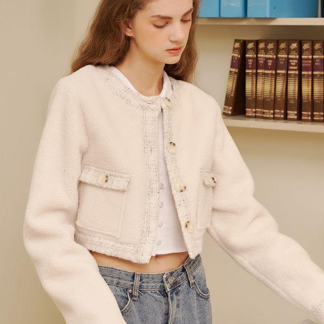 트위드 부클 크롭 자켓 ( 아이보리 )