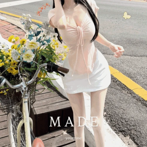 [자체제작]⭐이중겹⭐🧚‍♀️허리 쏙,뱃살은커버핏!🧚‍♀️플러피 말랑보들 스트링 셔링 굴림 반팔티셔츠
