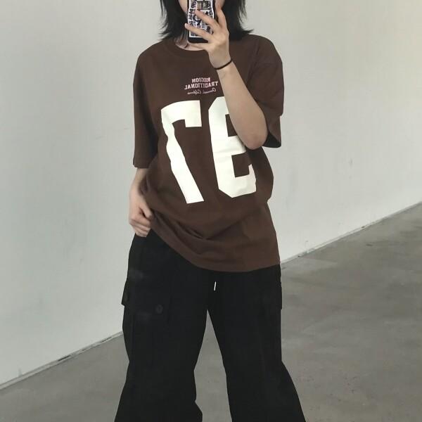 shun 숫자 오버핏 반팔티