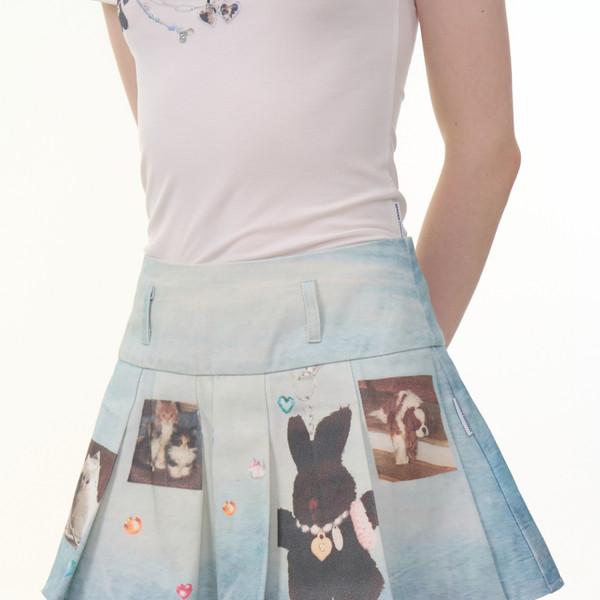 slim denim blue pleated skirt