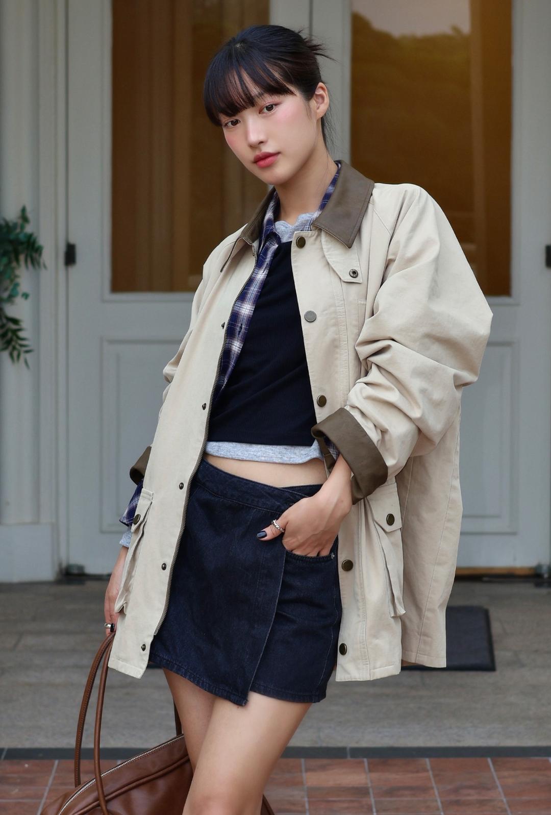 [뉴뉴PICK] 카라배색 하프 워크 자켓_MIWJKFT02C