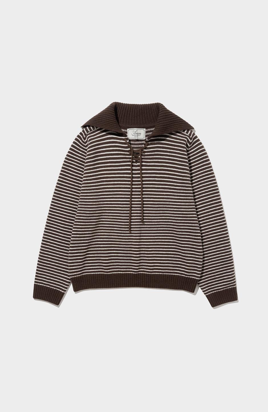 Low Stripe String Knit BROWN