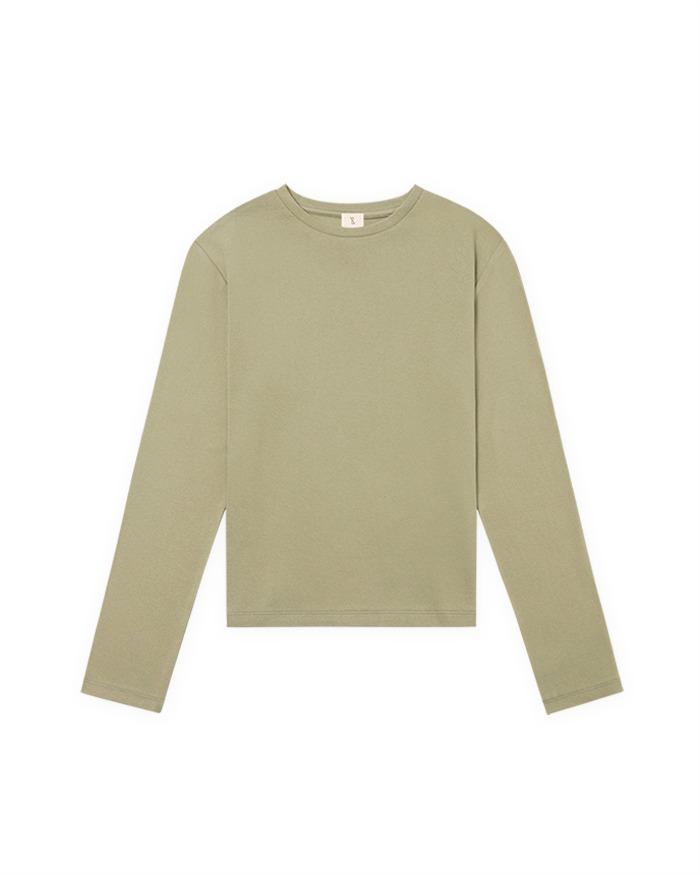 CREW NECK LONG SLEEVE TEE - KHAKI