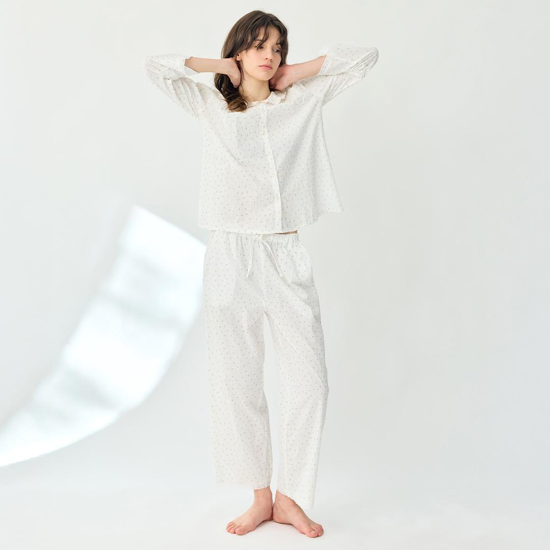 엘라 플라워 여성 잠옷 세트 파자마 홈웨어 긴팔 긴바지