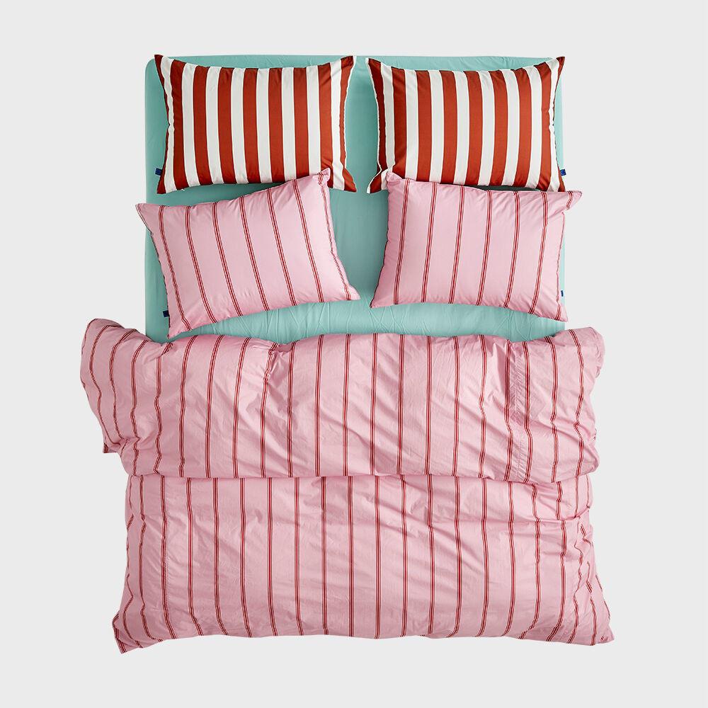 스트로베리 스트라이프&민트그린 레이어드 이불커버세트 SSQ 2material