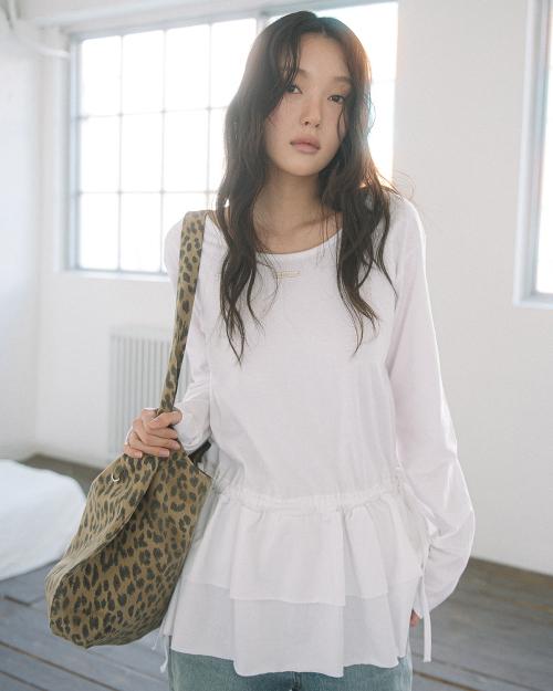DOUBLE FRILL L/S TEE(WHITE)