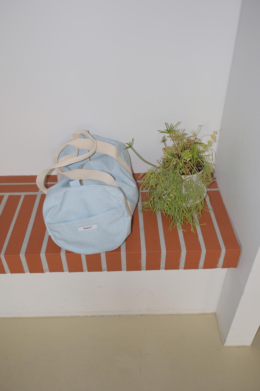 VINTAGE DENIM TRAVEL BAG, LIGHT BLUE