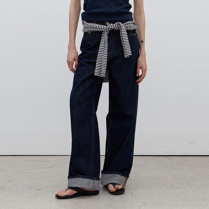 [2차/예약배송] [기장선택] Roll-up nonfade denim (raw denim)