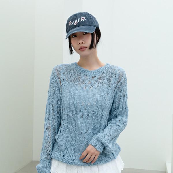 NATURAL BOXY CABLE KNIT (2COLOR)