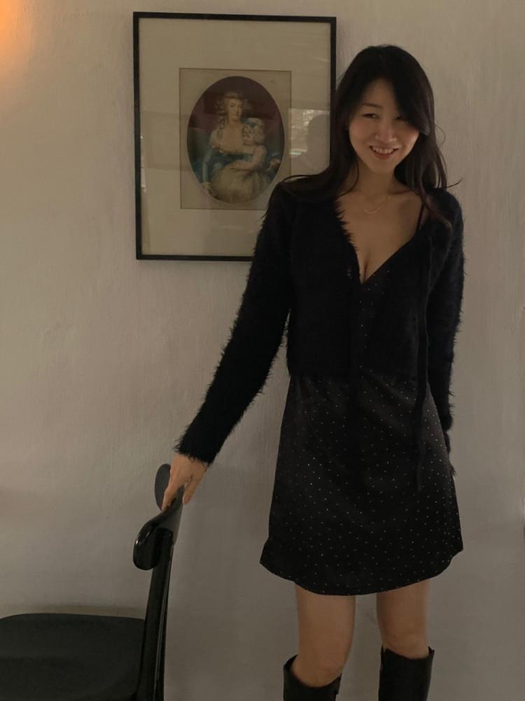 슬립 뷔스티에 레이어드 미니 원피스