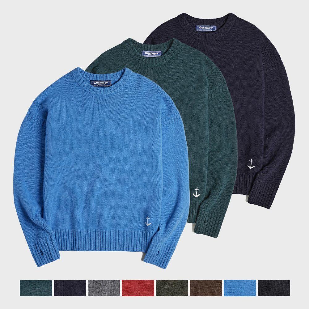 건지울른스 슈퍼 파인 메리노 울 크루넥 건지 스웨터 컬렉션