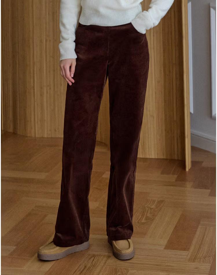 Corduroy Straight Long Pants Brown AT5PAF089BW