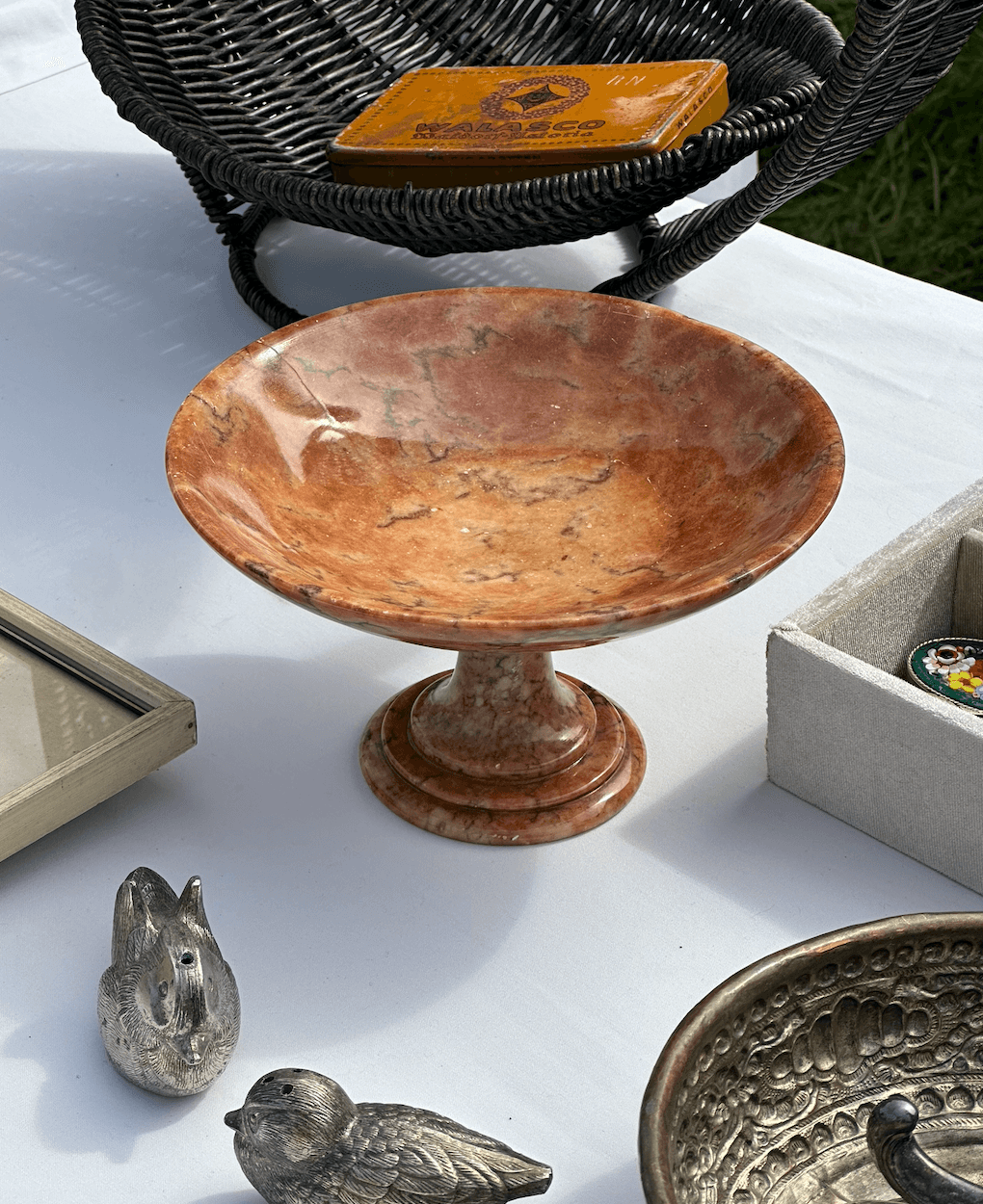 1970 Brown Alabaster Pedestal Stand