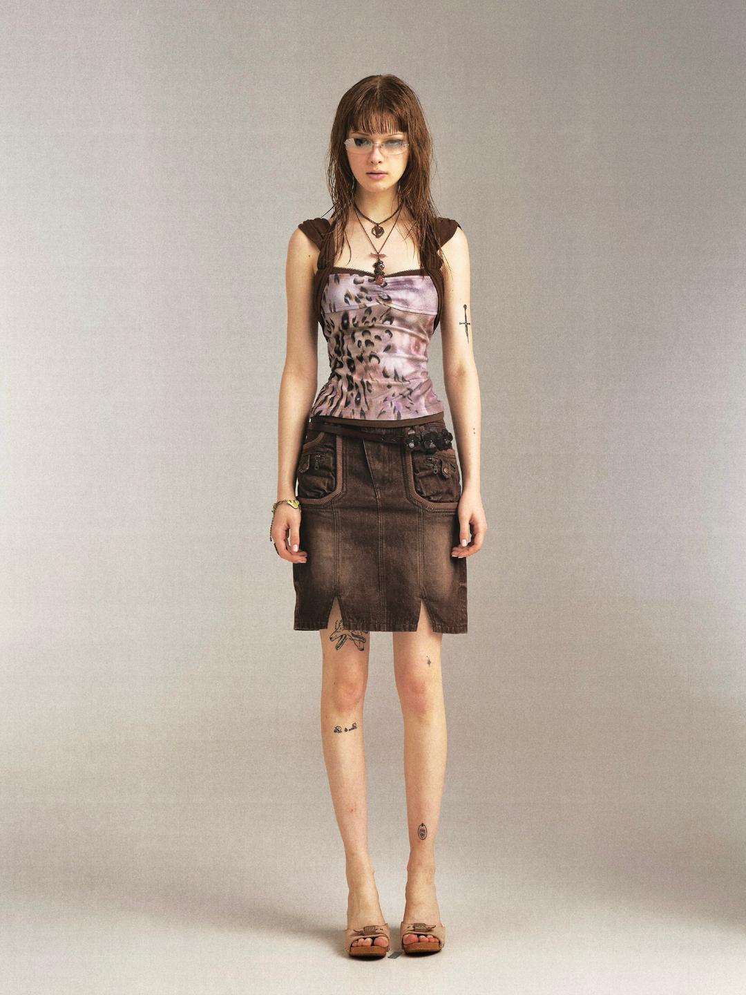 Leopard Floral Print Top