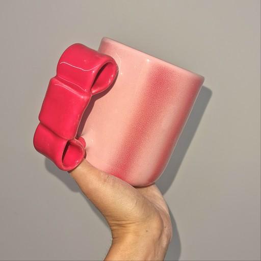 핑크레드 리본 스머지 빅머그