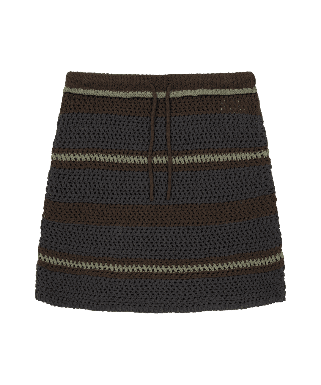 STRIPE LAYERED KNIT SKIRT BROWN