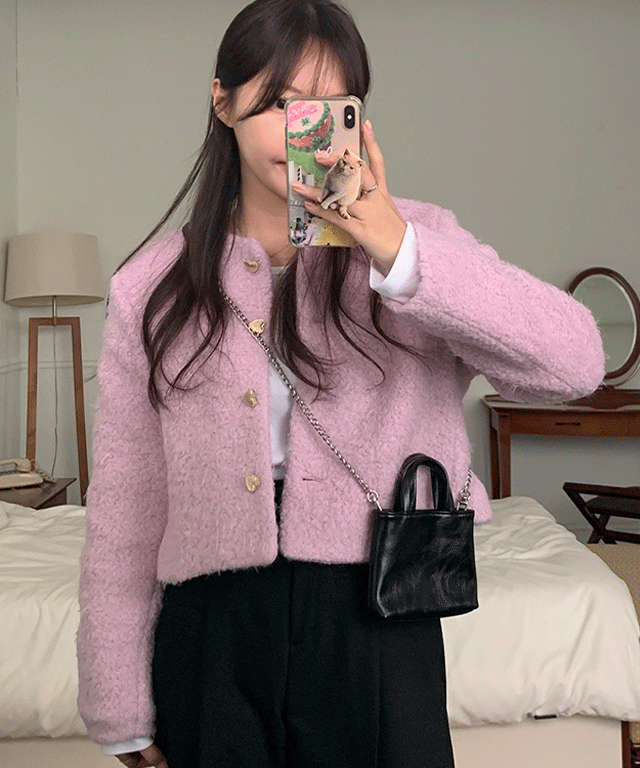 하트 버튼 테리 울 jk(2color)