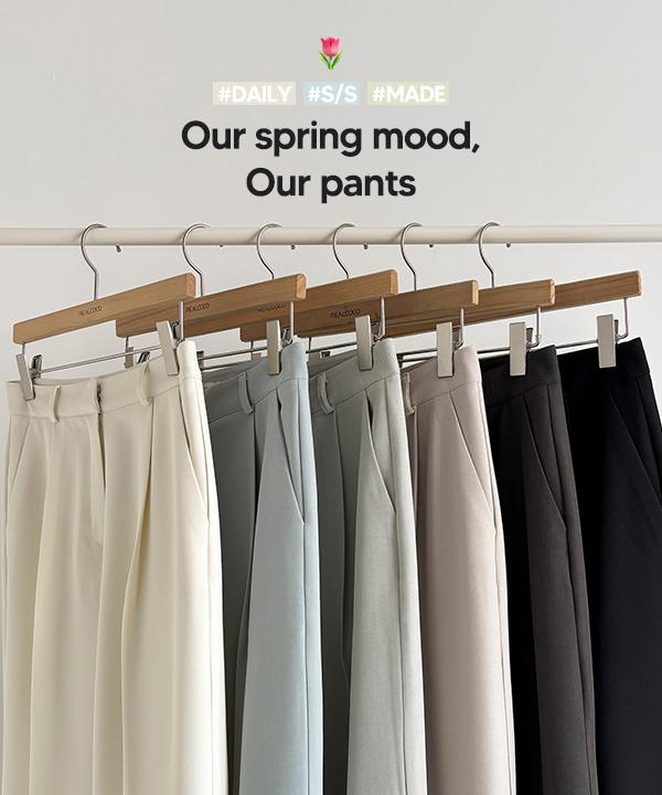 리얼코코 [단독] [봄신상🌸/2단기장/made] 모티브 핀턱 슬랙스 - 4 Color (하객룩/오피스룩/출근룩/면접/와이드/기모)