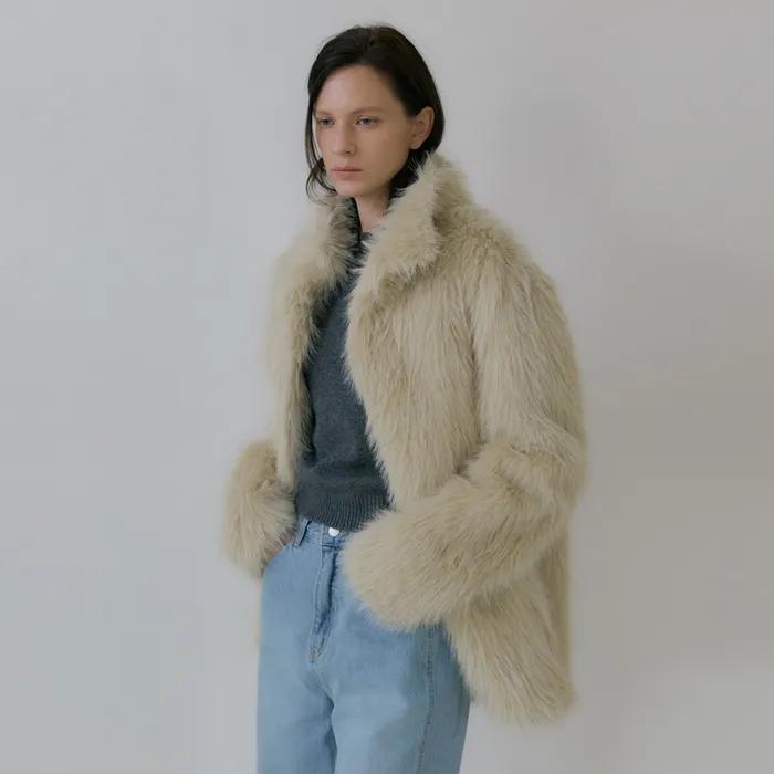 OVERSIZED FUR JACKET (BEIGE)