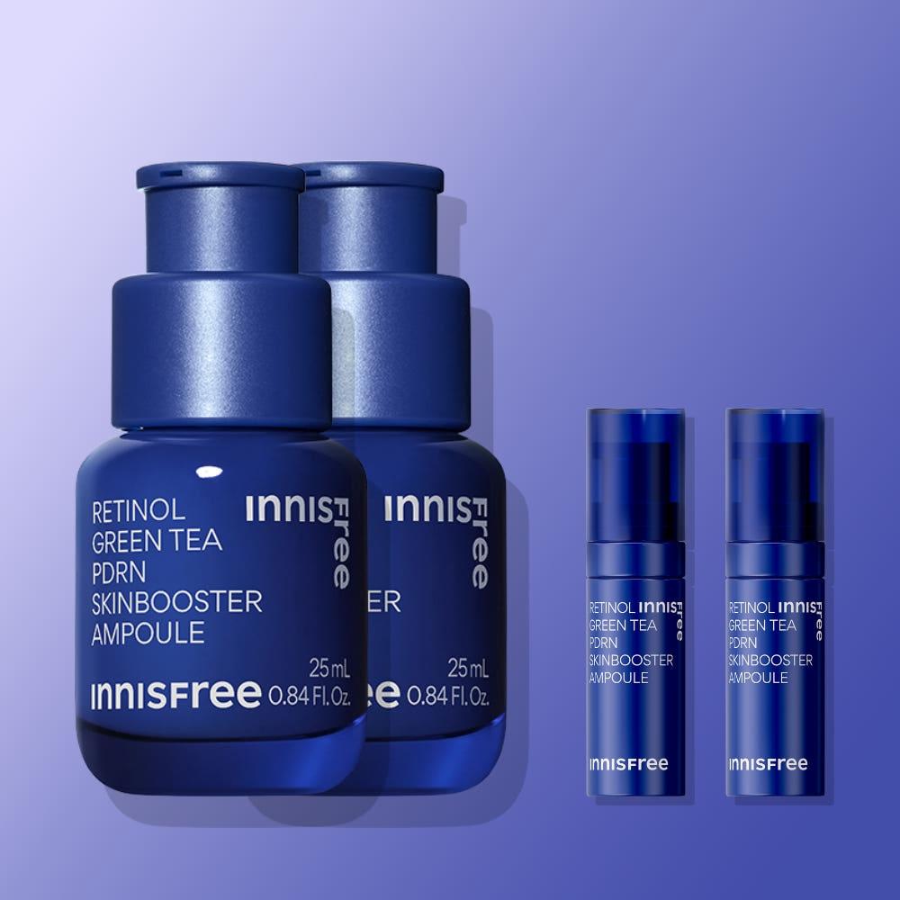 [김나영 Pick][더블기획] 이니스프리 레티놀 그린티 PDRN 스킨부스터 앰플 (피디알엔,속광,모공) 25ml, 2개