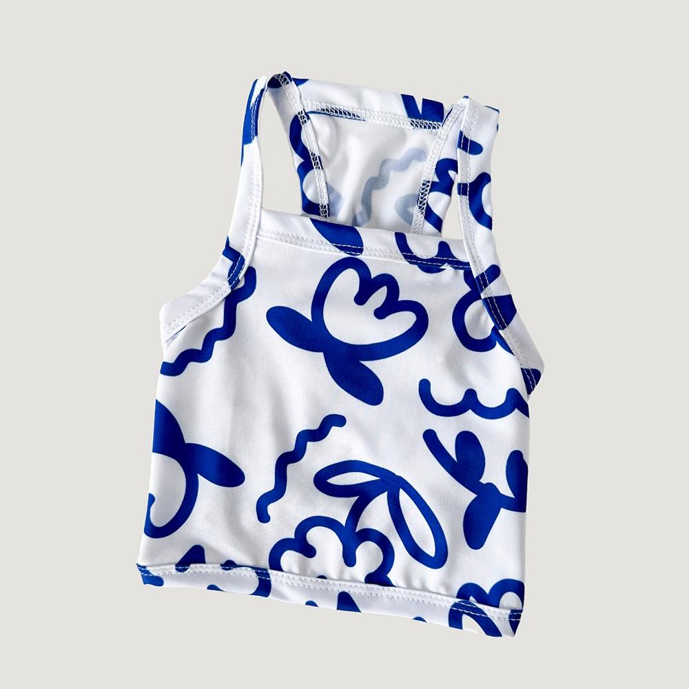 파랑꽃 쿨링 크롭탑