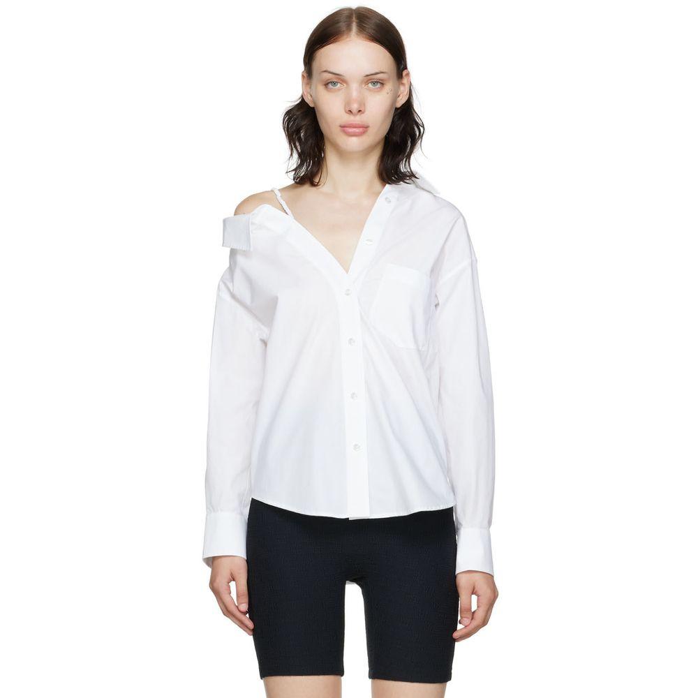 알렉산더왕 알렉산더 왕 T 여성 화이트 오프숄더 셔츠 블라우스 222214F109001