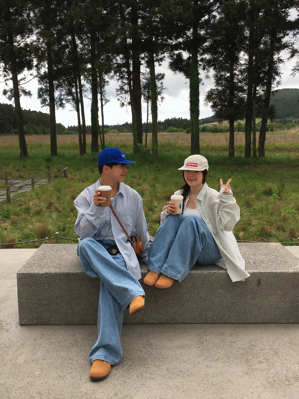 [당일출고/커플룩/시밀러룩/남녀공용/살안타템] 썸머 시어서커 스트라이프 셔츠(4color)