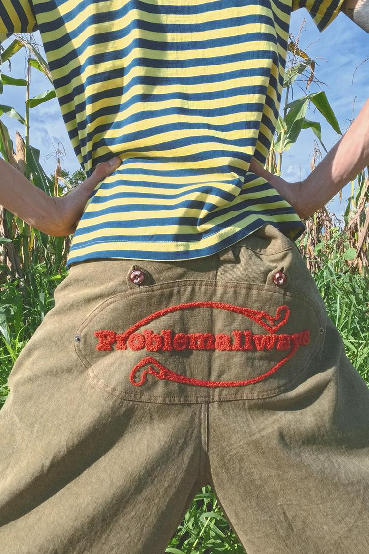 BOUCLE PATCH LOGO 8/10 COTTON PANTS (KHAKI)