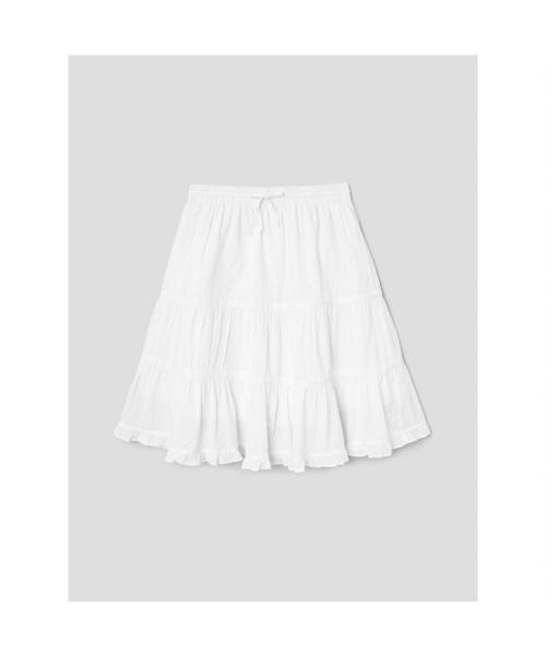 티어드 미디 스커트  화이트