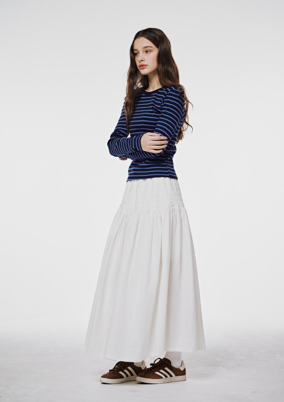 [3월 17일 3차 예약배송]Handmade Wrinkle Pin Tuck Skirt White