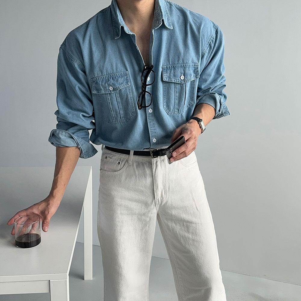 #웨스턴 어깡 투포켓 셔츠 2color