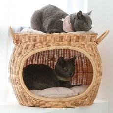 초록씨 고양이 강아지 라탄 하우스고양이집 강아지집 하우스>>쿠션하우스