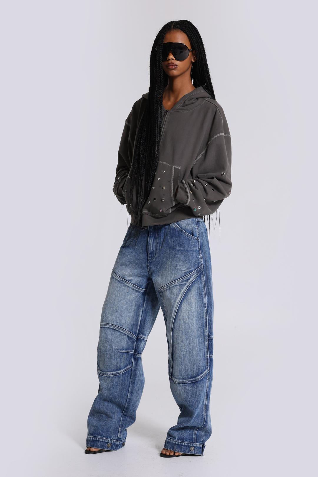 Zae Panelled Low Rise Baggy Jeans