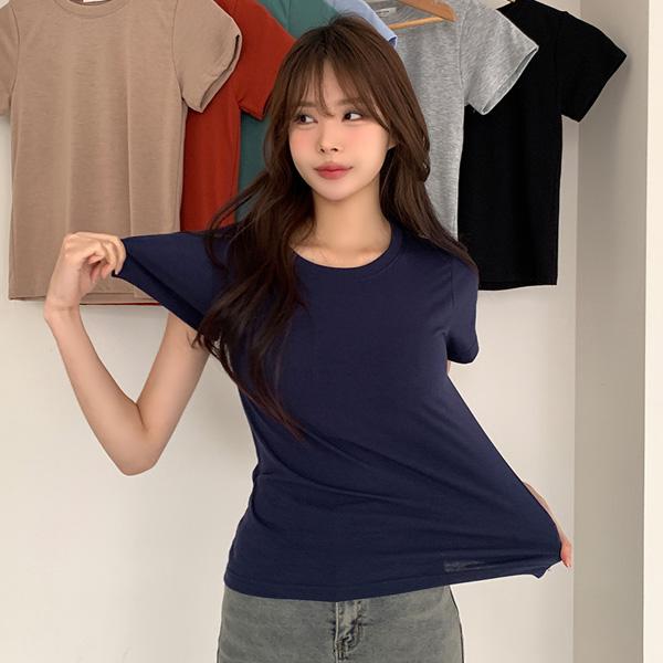 [당일🚀팔뚝살소멸핏] 쫀득한 목늘어짐 없는 슬림 반팔티