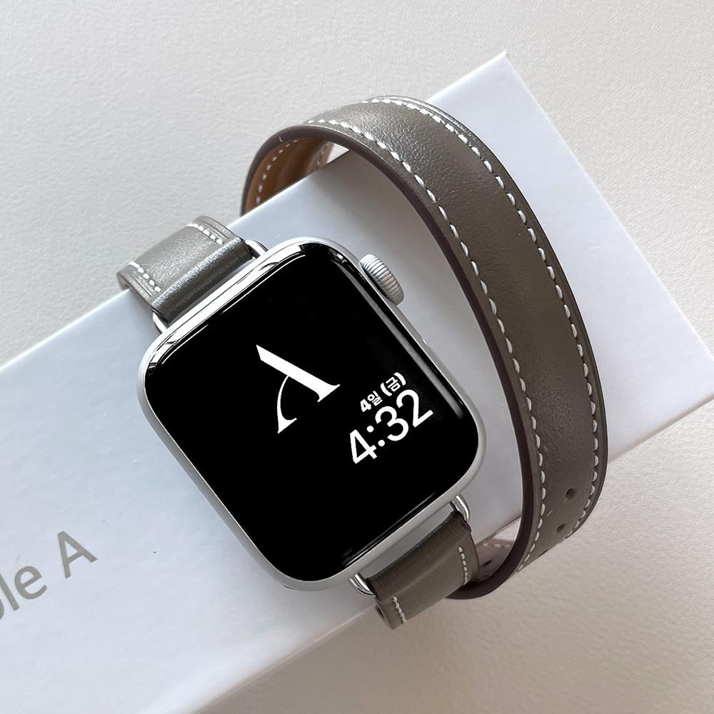 애플워치 가죽 스트랩 더블 미니 슬림 두줄 울트라 에토프 9 8 7 SE2