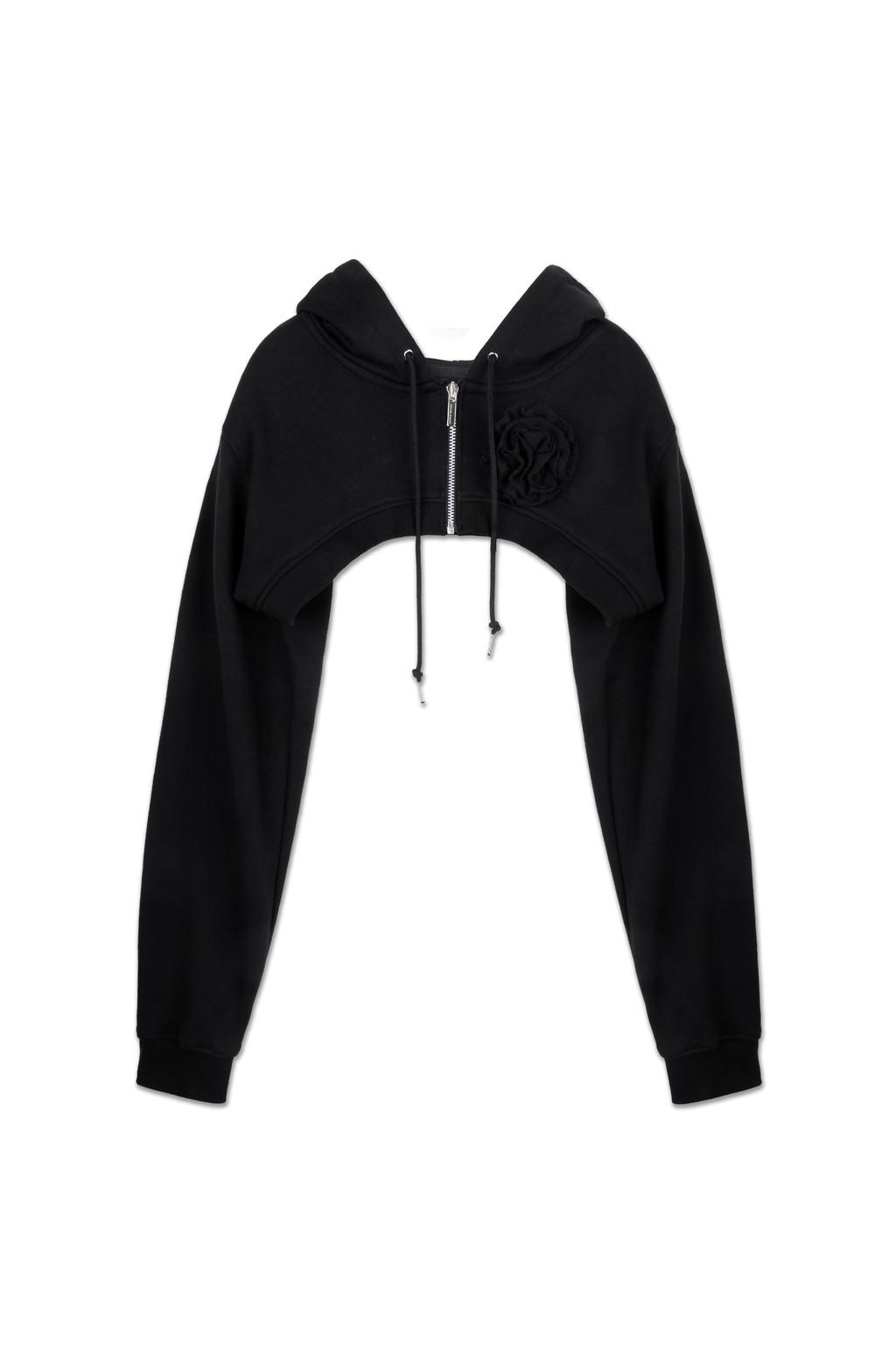 코사지 크롭 집업 후디 (블랙)