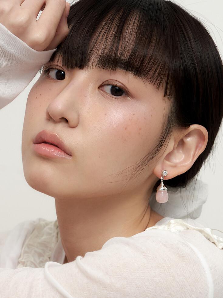 [silver925] rose quartz earring