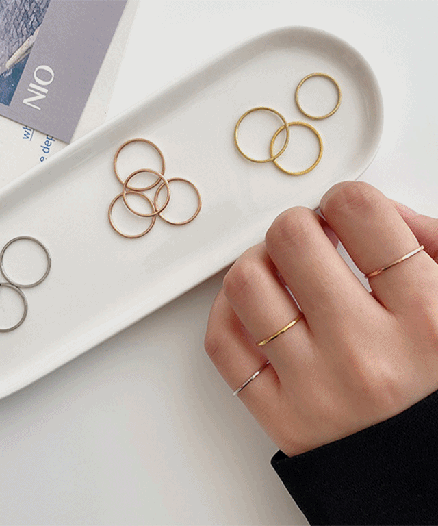 [1+1/오늘출발] 써지컬스틸 1mm실반지 써지컬실반지 (3color)