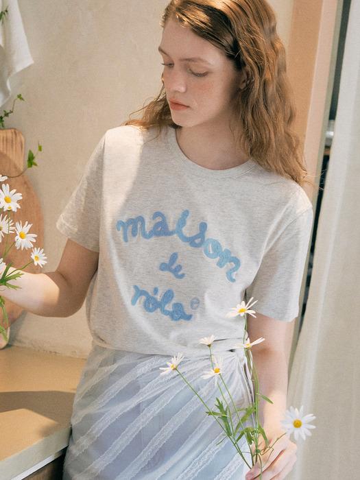MAISON DE ROLA EMBROIDERY T-SHIRT MELANGE GRAY