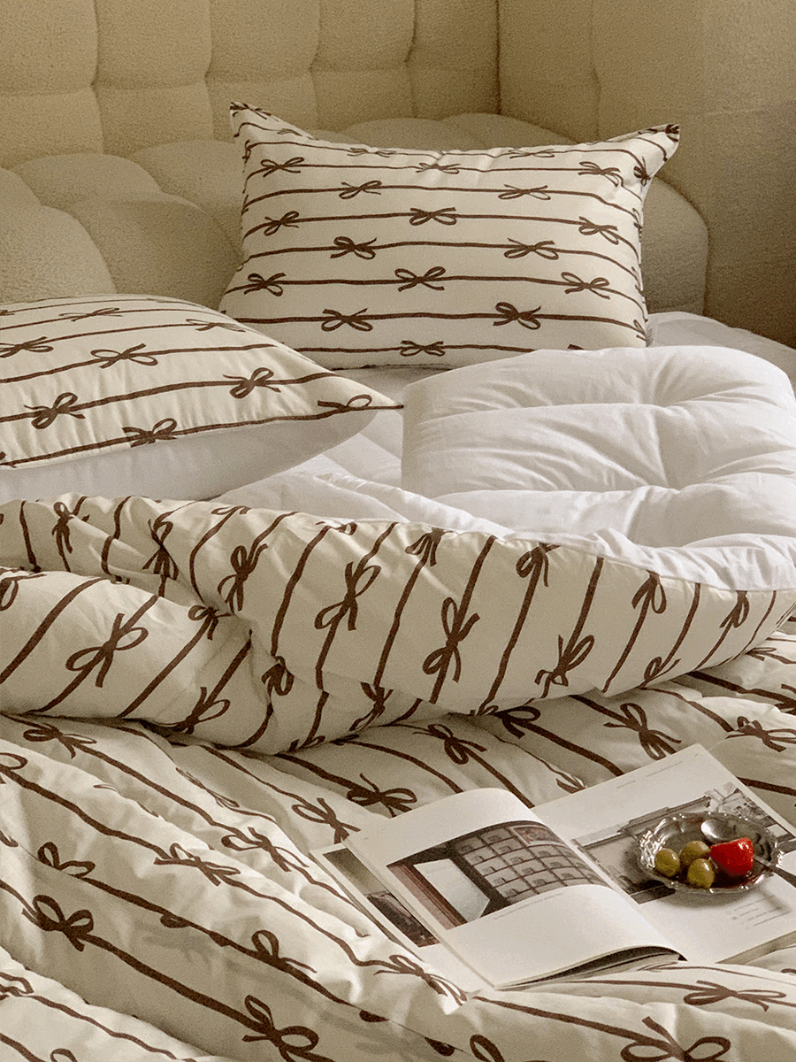 리본 소프트 차렵침구 - 브라운 (S/Q/K)