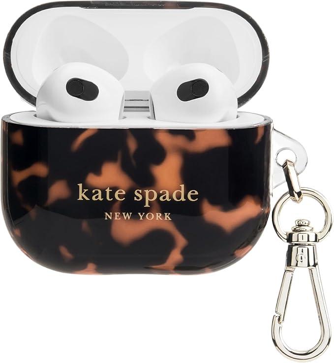 kate spade new york 키체인 링이 있는 에어팟 보호 케이스 - 톨토이즈쉘, 에어팟 3세대와 호환