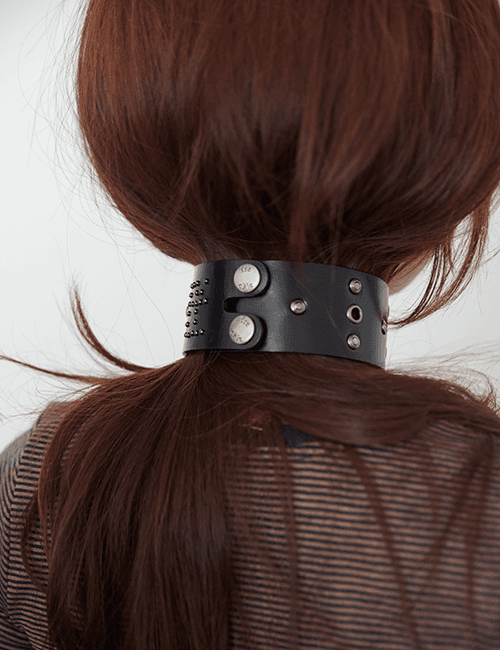 punching leather choker