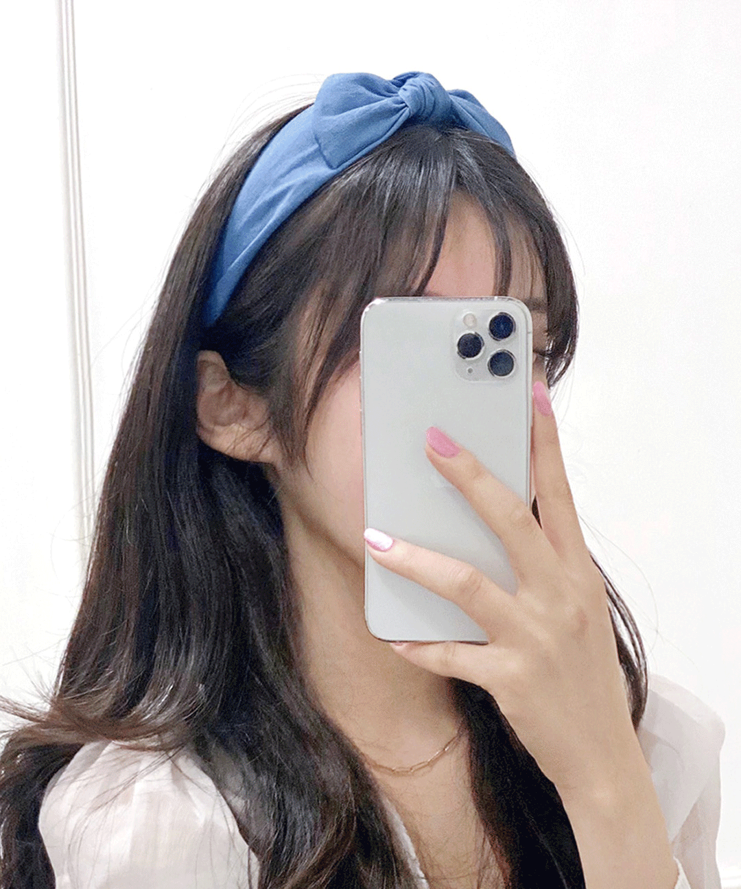 데님 청 리본 반다나 여름 넓은 헤어밴드 머리띠