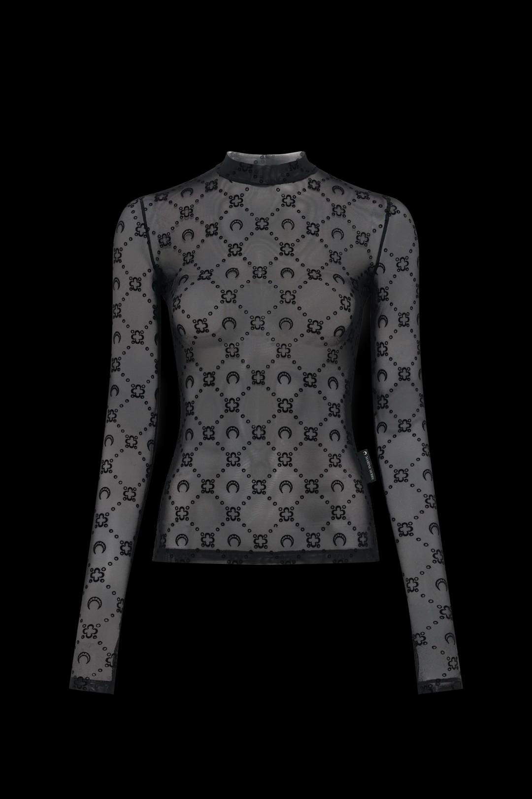 무노그램 매쉬 플록 롱슬리브 하이넥 탑 블랙