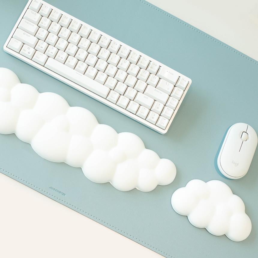 잼몬스터 메모리폼 구름 마우스 손목 받침대 + 키보드 팜레스트 세트